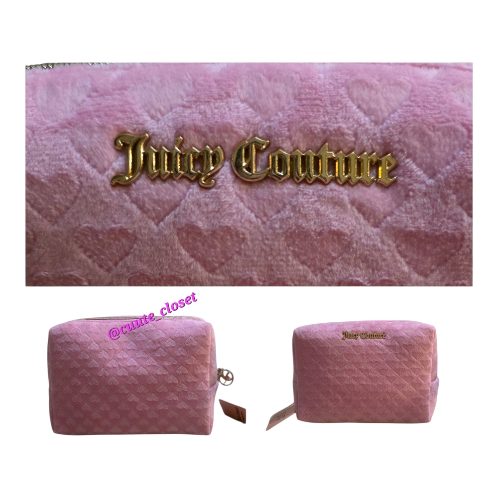 Juicy Couture Pink Heart Quilted Cosmetic Bag